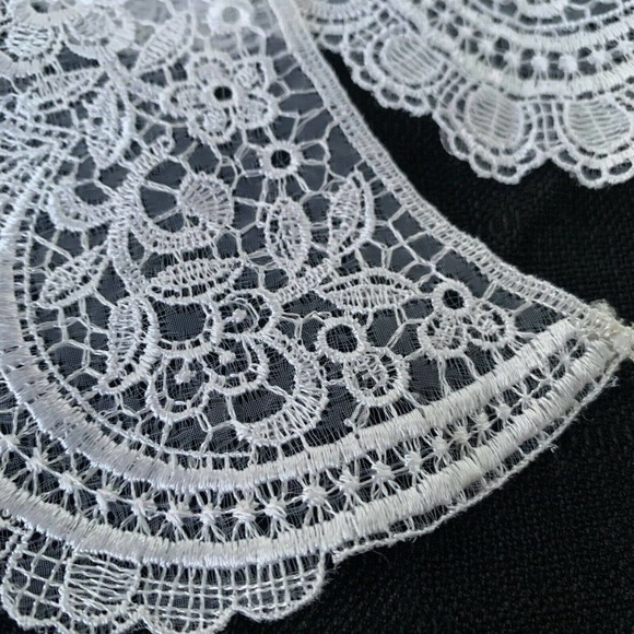 VINTAGE CROCHET & FLORAL Embroidered  LACE COLLAR - Picture 5 of 5